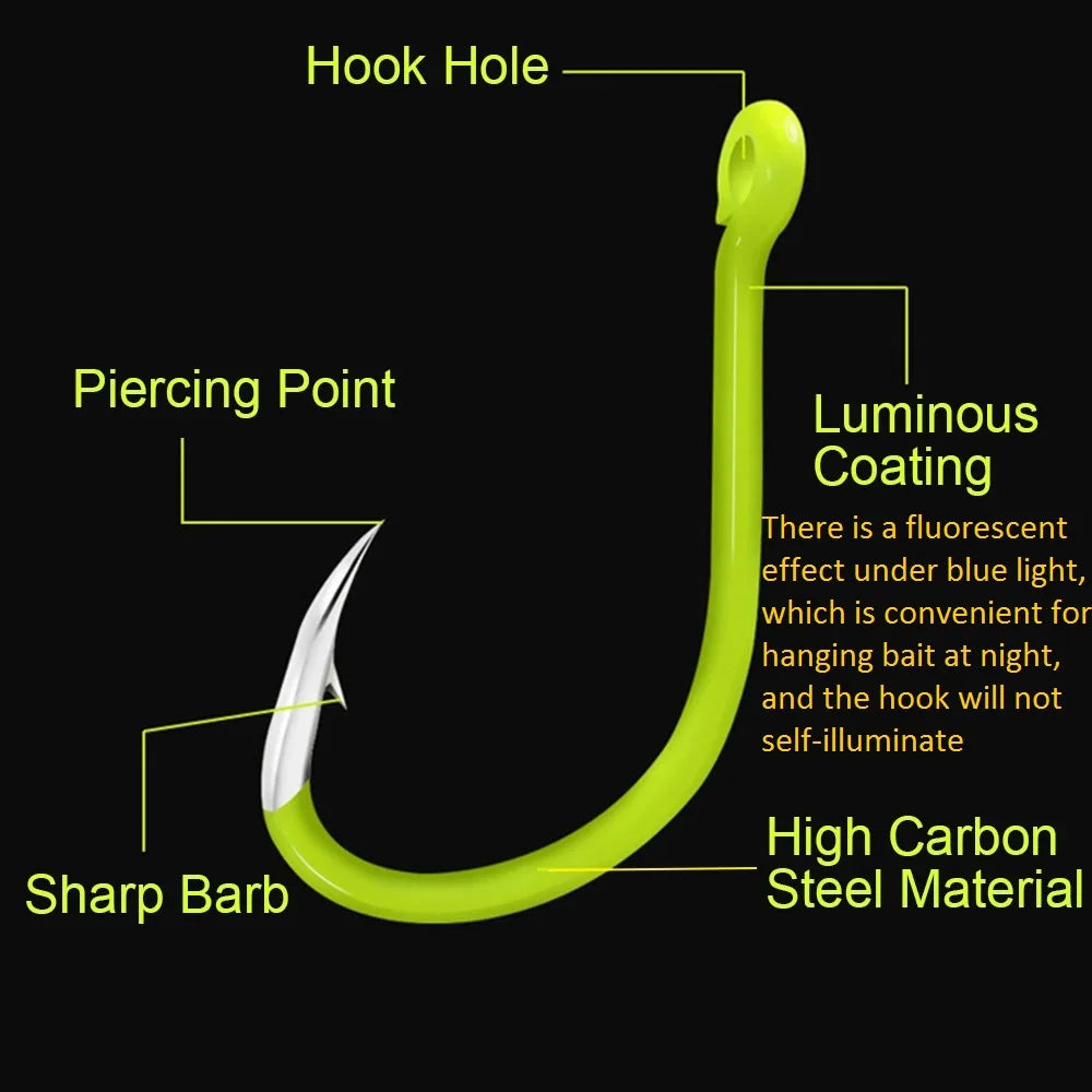 50pcs Fluorescent Fishing Hook