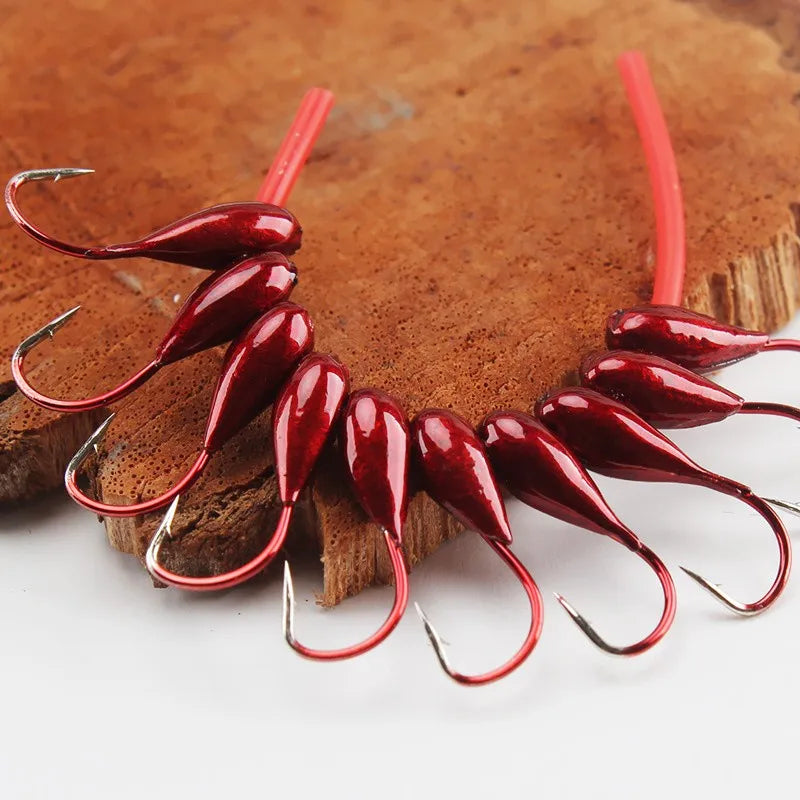 Fishing Barbed Hook Red Worm